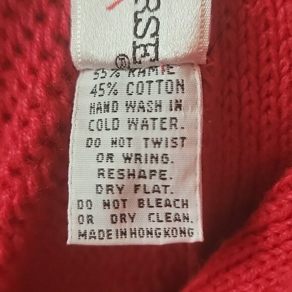 CRAZY HORSE Red Grandpa Collared Deep V-Neck Knit Button Cardigan Sweater L VTG - Picture 13 of 13